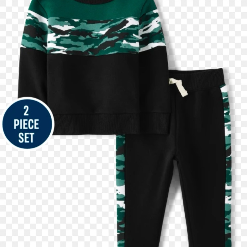 The Children's Place Green and Black Camo Kids Matching Set